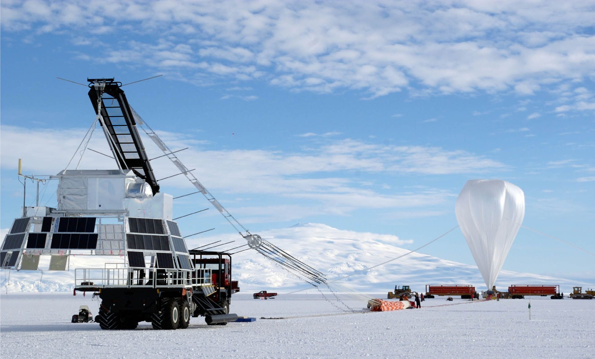 Photo of BESS-Polar II as it prepares for launch.